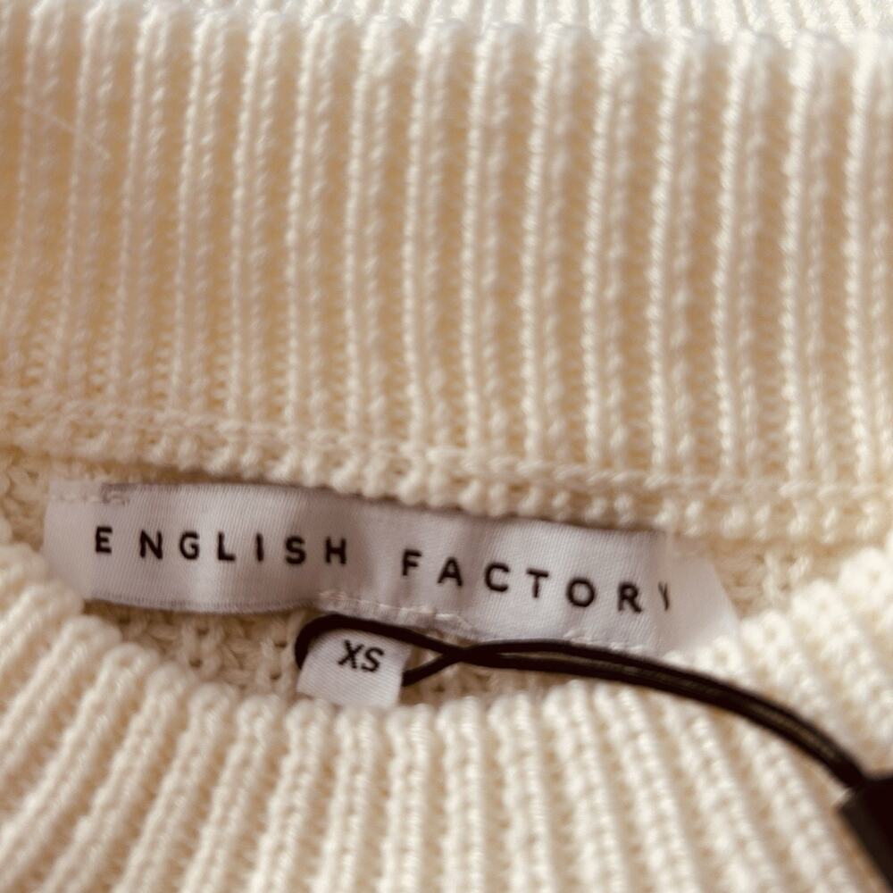 Anthropologie English Factory Women’s Ivory Ribbed Preppy Puff Sleeve Sweater XS - Picture 16 of 16